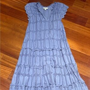 Cleobella Sky Blue Eyelet Tiered Maxi Dress